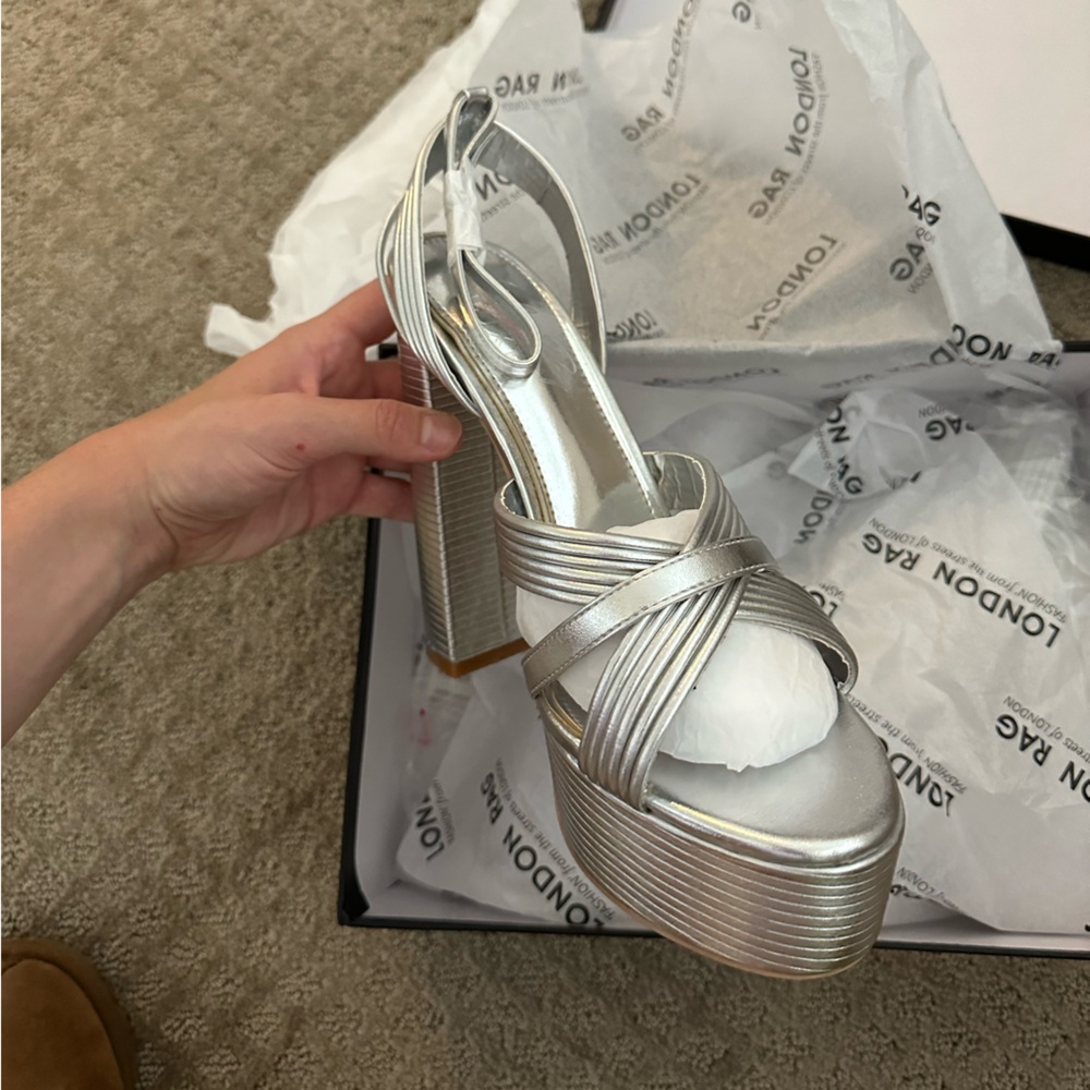 London Rag Platform Heels - Picture 5 of 6